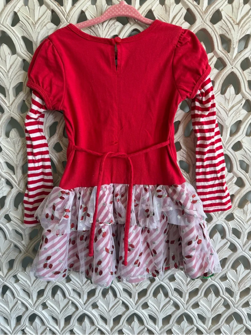 Youngland Girls Size 5 Christmas Candy Cane Tulle Dress Holiday